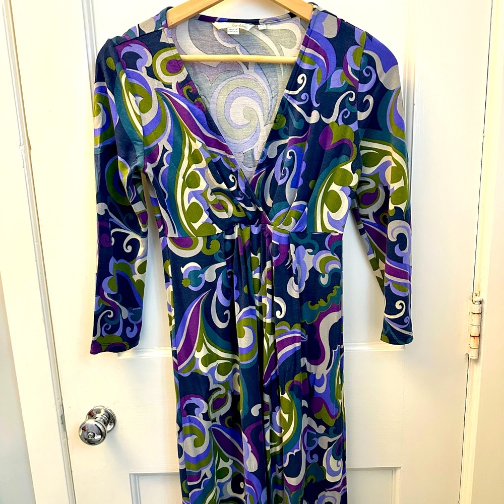 Boden jersey dress like new 6R retro print empire waist — so flattering